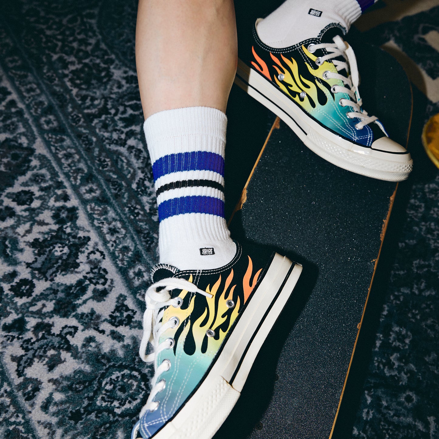 ORIGINAL HARAJUKU LOGO LINE SOCKS - BLUE