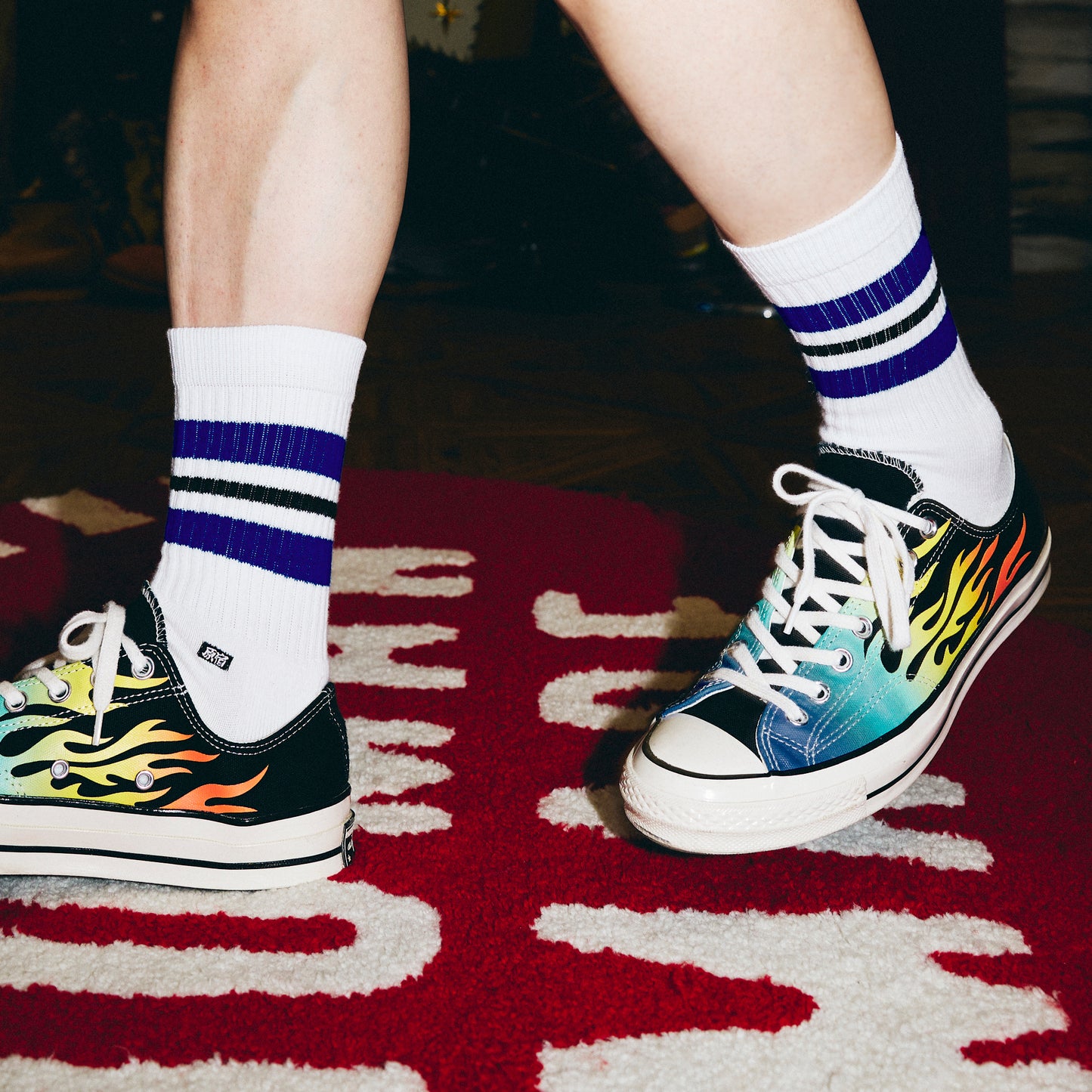 ORIGINAL HARAJUKU LOGO LINE SOCKS - BLUE