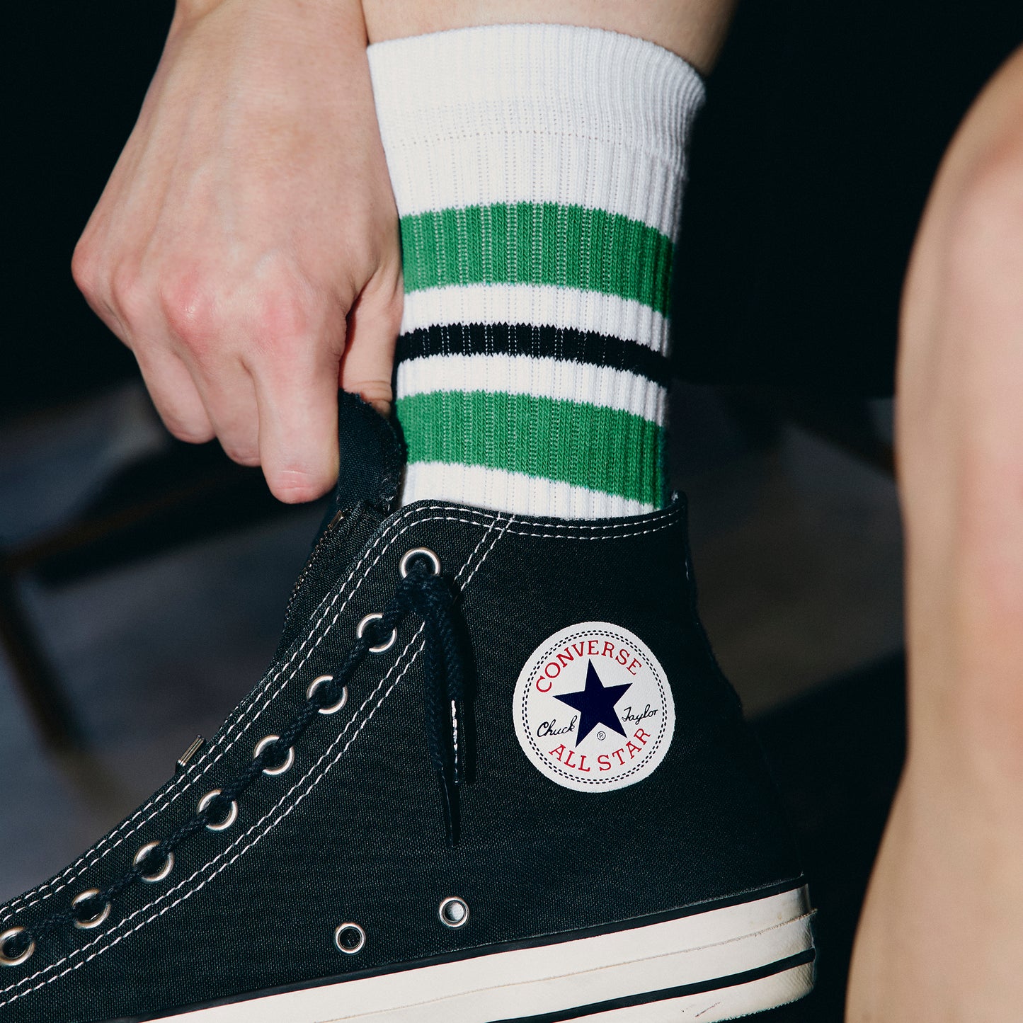 ORIGINAL HARAJUKU LOGO LINE SOCKS - GREEN